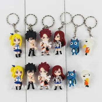 

6pcs/lot 3-5cm Fairy Tail Figure Toy Lucy Natsu Gray Happy Erza Scarlet Mini Keychain Pendant