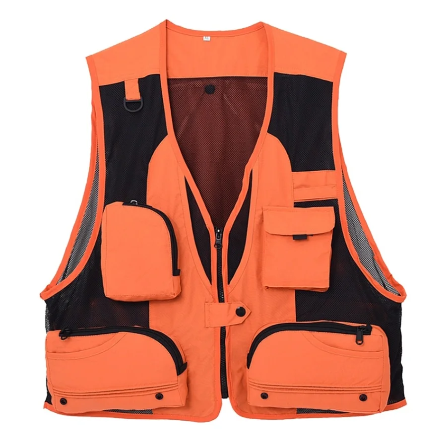 Открытый рыболовный жилет без рукавов сетка рыболовная куртка мульти-карманы Охота фотография Туризм Альпинизм Рыболовный Жилет - Color: Orange