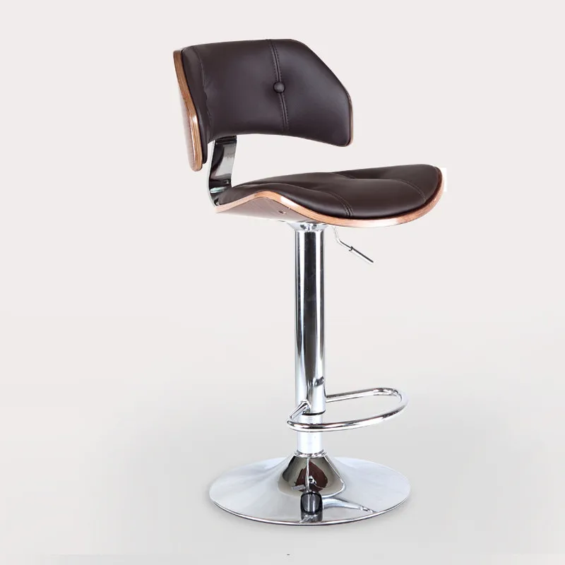 Walnut Bentwood Adjustable Height Barstool Chair W/ Button Tufted Black Vinyl Seat Bar Furniture Modern Leather Bar Chair Stool kaslin cveta oreh caslin color black walnut