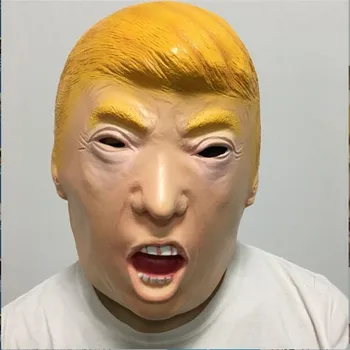 

Top Grade 100% Latex Donald Trump Mask Billionaire Presidential Costume Halloween Party Cosplay USA President Man Mask Free size