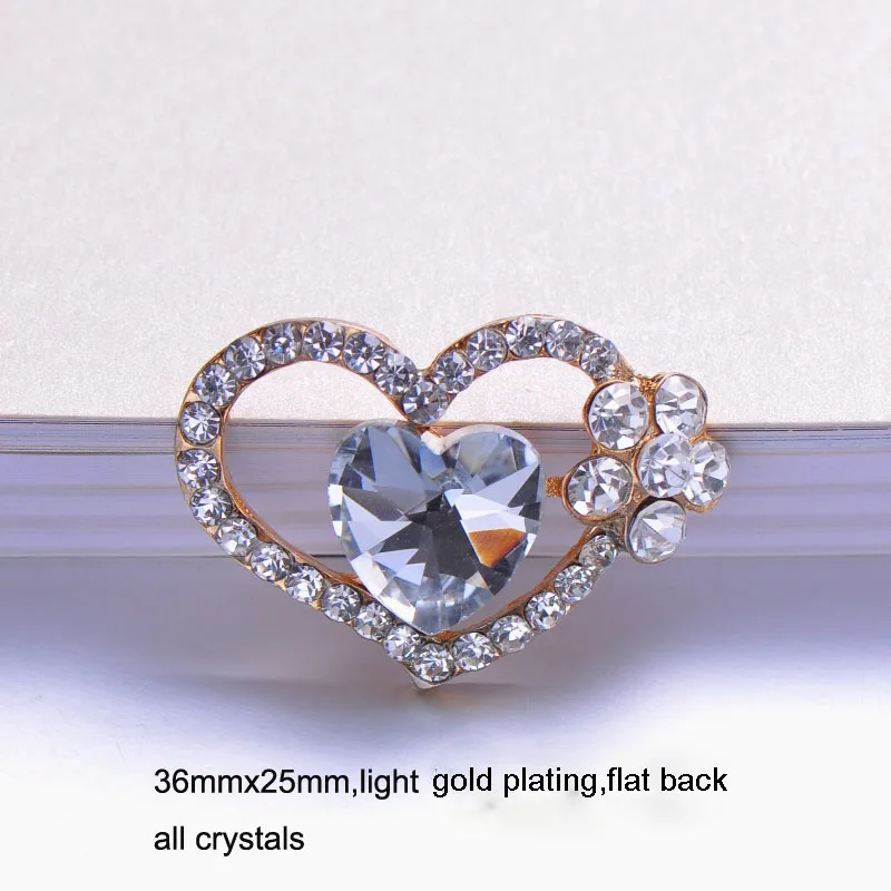 

(S0506)10pcs/lot, 36mmx25mm rhinestone embellishment , flat back,light gold plating,all crystals