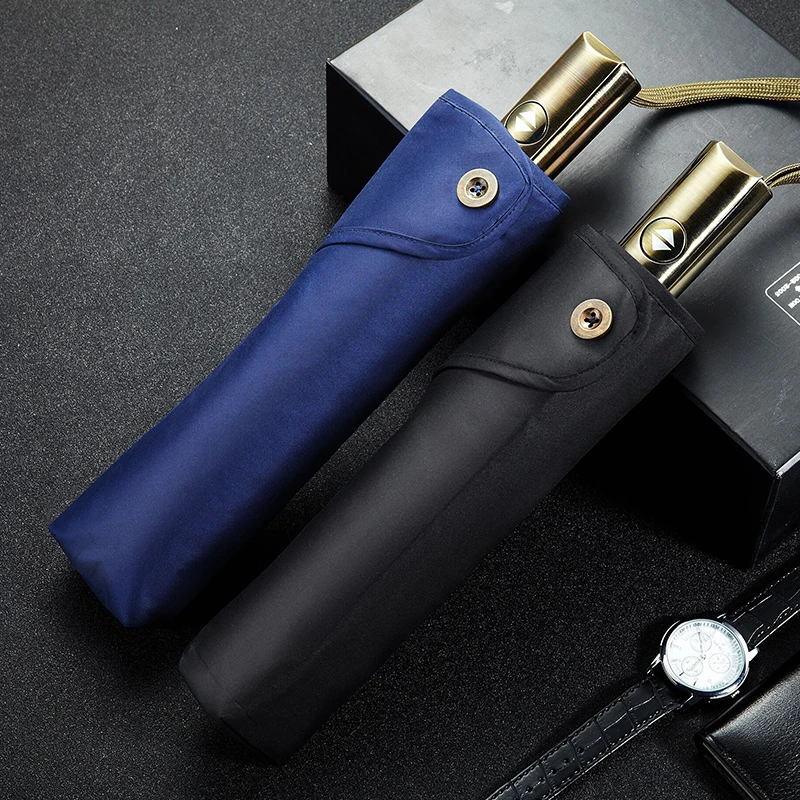 

MUERHUA New Luxury Automatic Three Folding Male Commercial Compact Large Strong Frame Windproof Umbrellas Business 10K Parasol