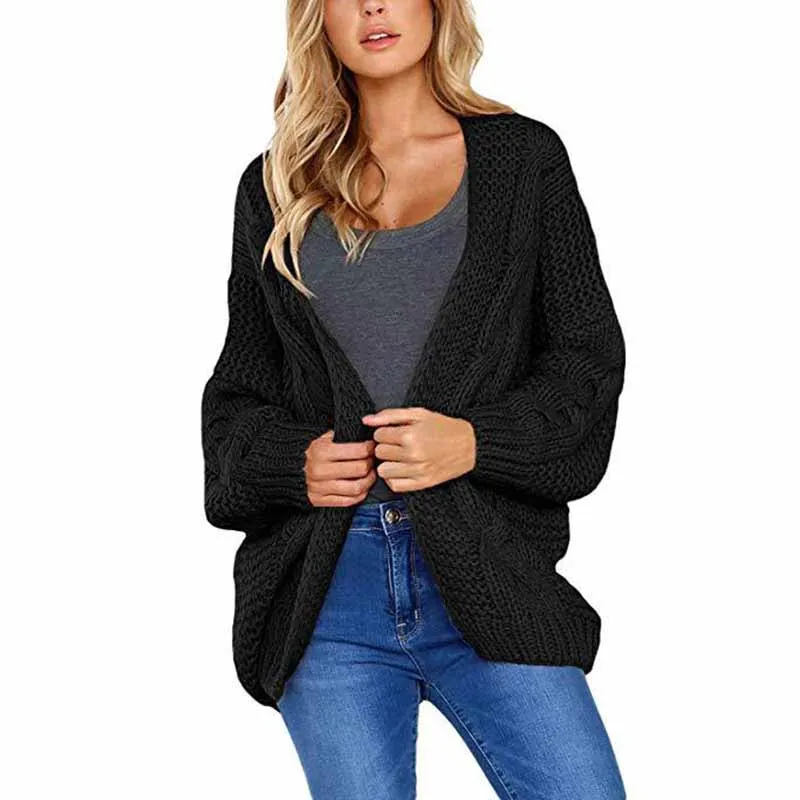 sweaters fashion 2019 women cardigans women tops sweater Solid color thick needle loose large size sweater Twist women sweater