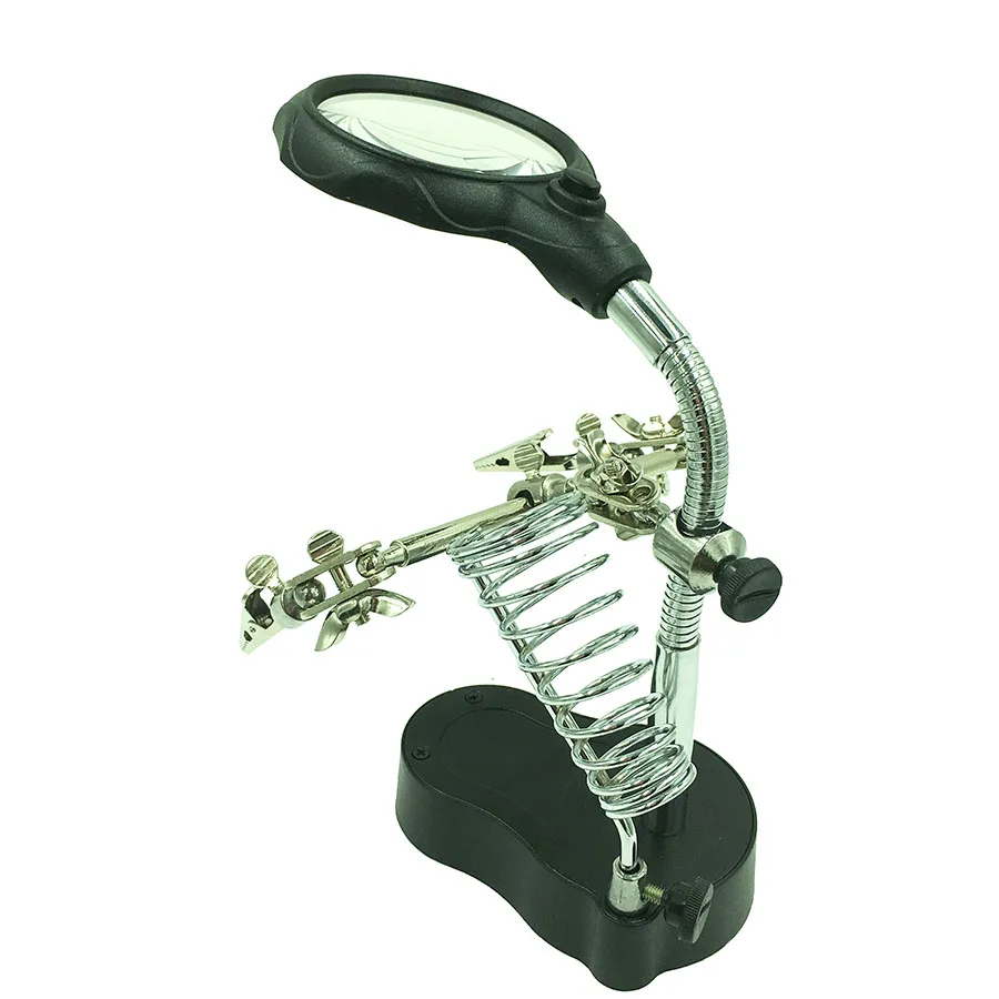 Deluxe Soldering Station with Magnifying Glass and Third Hand Clamp