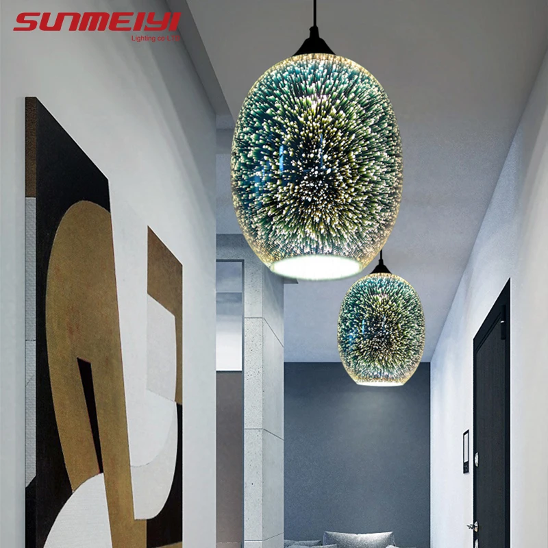  Shiny 3D LED Pendant Lights lustre pendente For Bar Living room Kitchen Modern Glass Industrial Lam - 32895798617