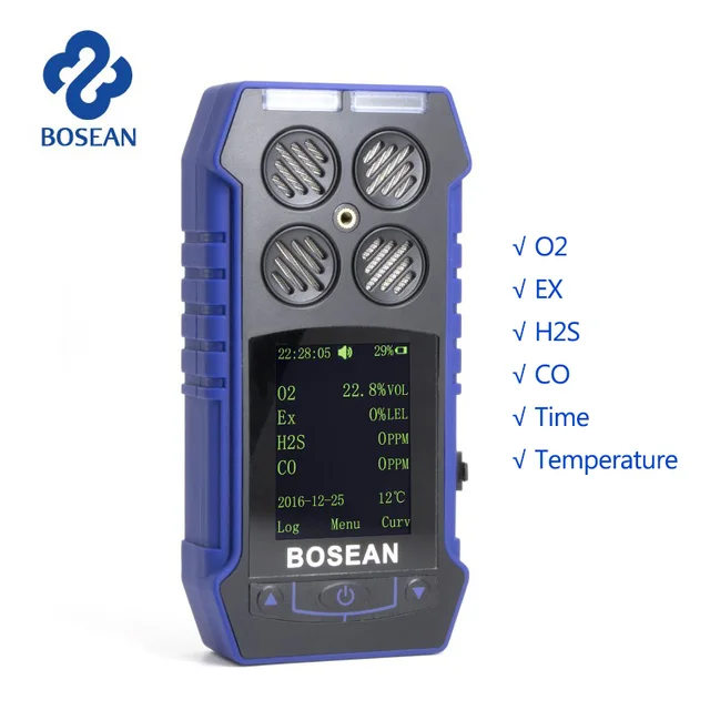 Gas Sampler Pump Oxygen Carbon Monoxide Gas Analyzer Monitor Gas Leak Detector with 4 in 1 O2 H2S CO Combustible Gas Detector