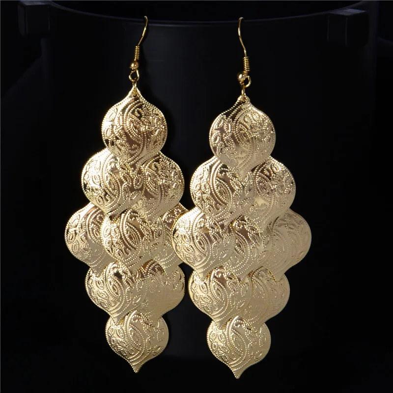 

H:HYDE Unusual Round Design 1pair Long Flat Tassel Drop Dangle Earrings For Women Fashion Jewelry Brincos Pendientes