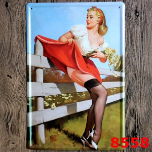 Табличка с логотипом PINUP, винтажная металлическая роспись, настенная наклейка, железная табличка, декоративные тарелки, 20X30 см - Цвет: 2
