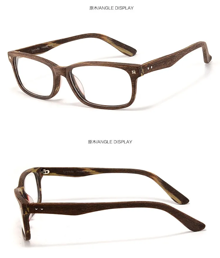Оправа для очков, ацетатные деревянные очки, квадратная полная оправа, оптические очки по рецепту, простые очки, унисекс, деревянные зерна, rivet1209