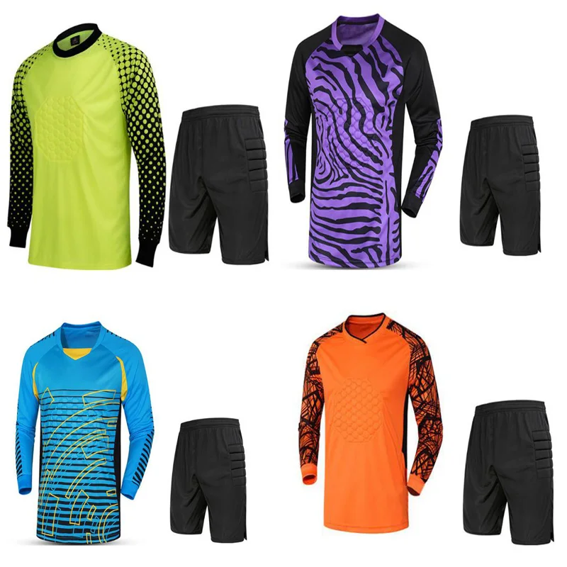 

2019 Soccer Goalkeeper Jersey Set Adult Sponge Protector Can Customized Goalkeeper Uniform Suit Shorts football jerseys