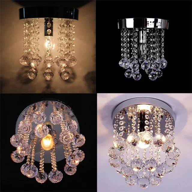 Modern Crystal Aisle Light Creative Porch Lights Ceiling Modern Crystal Aisle Light Creative Porch Lights Ceiling Chandelier Lighting Fixtures Round Base E14 Led