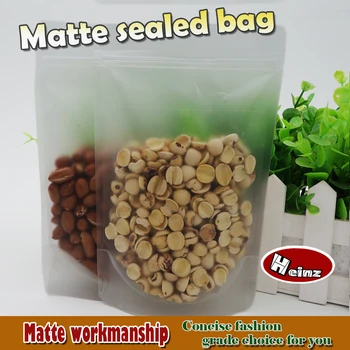 

11*17+3cm Frosted Surface Clear Plastic Zip Packing Bags Stand Up Pouch Resealable Food Storage Packaging. Spot 100/ package