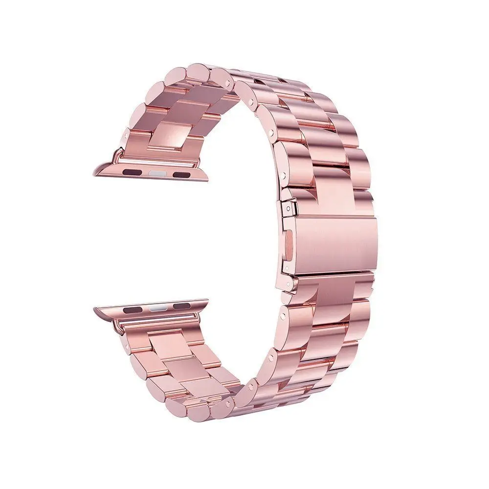 Ремешок из нержавеющей стали для Apple Watch 42 мм 38 мм 44 мм 40 мм браслет для iWatch 5 4 3 2 1 металлический браслет - Цвет ремешка: Rose Pink