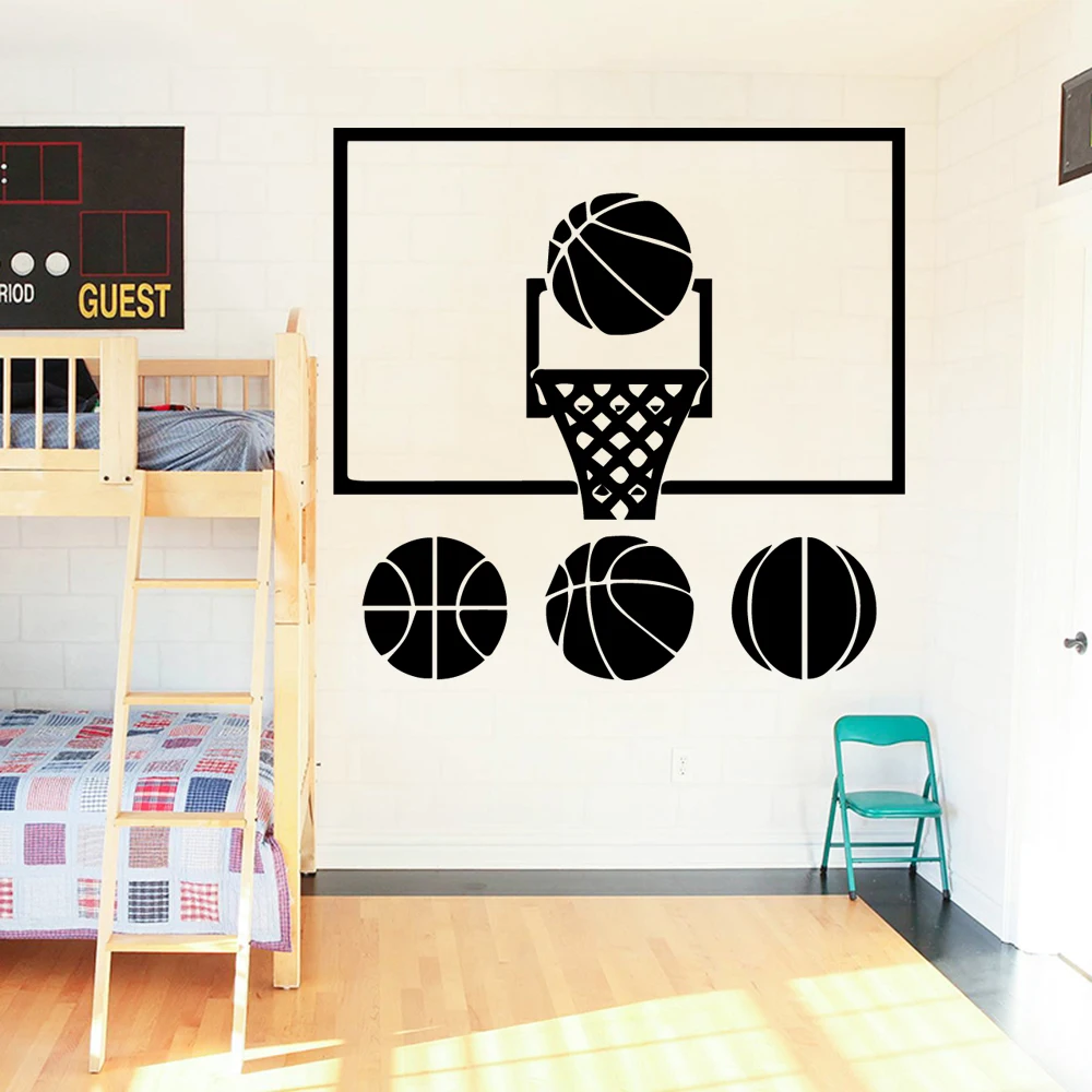 Баскетбольная самоклеющаяся виниловая водостойкая настенная художественная наклейка для гостиной, спальни, дома, вечерние обои для декора