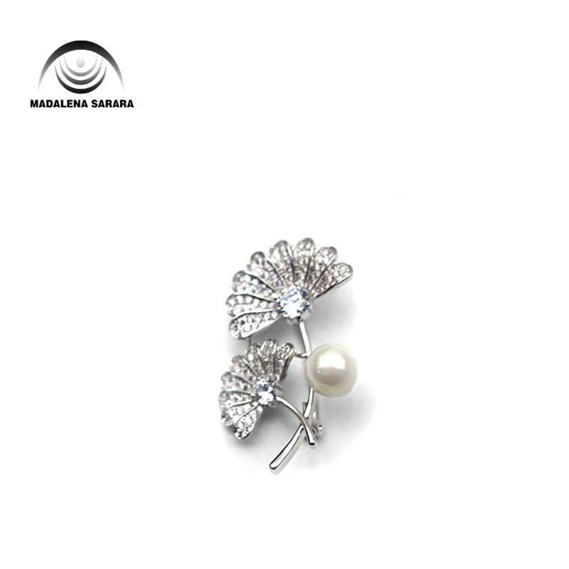 

MADALENA SARARA AAAA Zircon And Crystal Inlaid Pearl Brooch Gol Plated Copper Gingle Style Fine Brooch Pin For Women Jewelry
