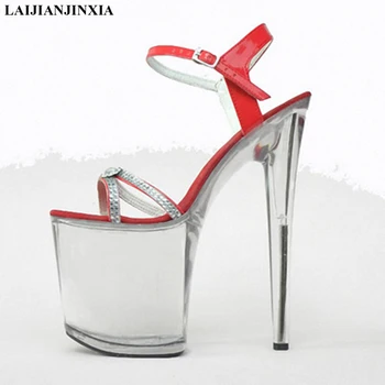 

LAIJIANJINXIA New Women's Shoes Transparent Crystal Sangals Pole Dancing Shoes 8 Inch High Heels Shoes Nightclub Fashion Shoes