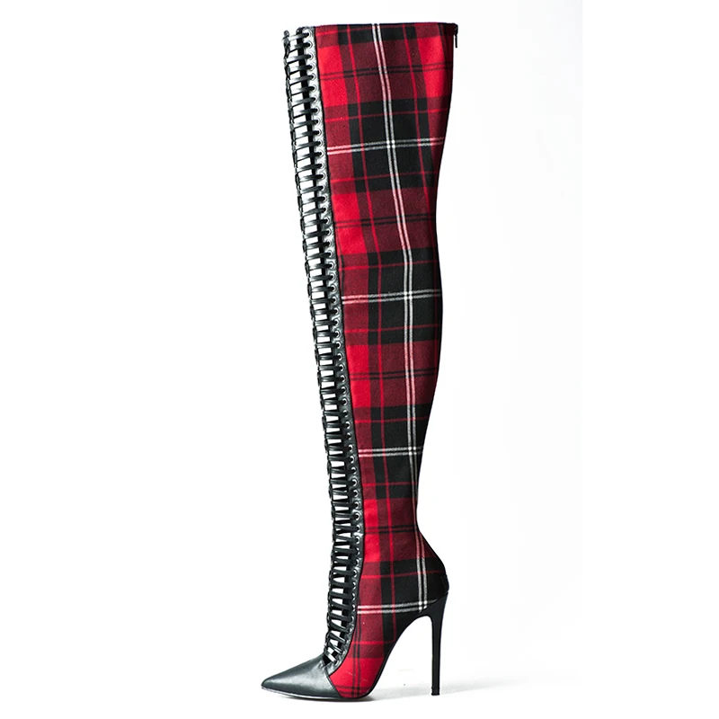 red Internationalen Frauen Heels Knie Kreuz Stiefel Schuhe Die High Gebunden Sommer Winter Sinsaut Gold Zeigen Tuch Pailletten Über Tw6qwC