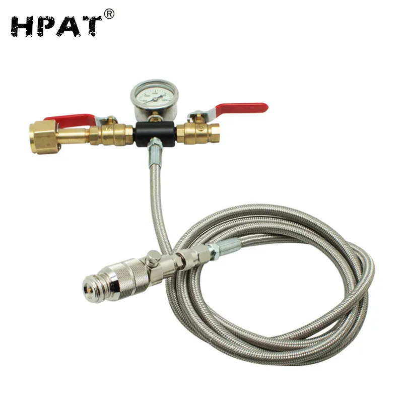 

SPUNKY Stainless Steel Hose Sodastream Soda Maker External CO2 CGA-320,W21.8,G5/8-14 Tank System Adapter with On-Off