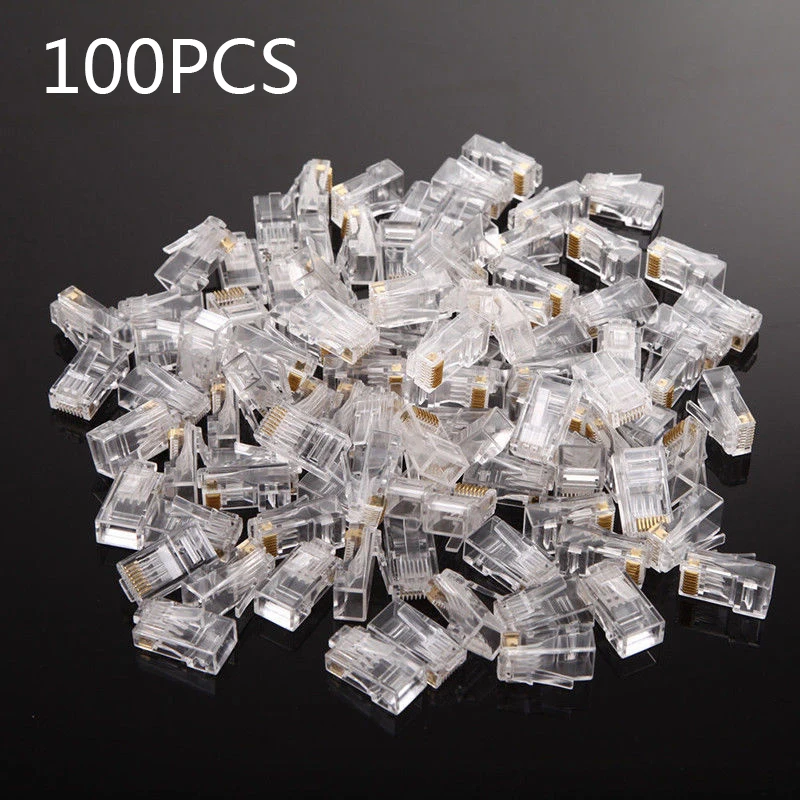 Сетевой модульный штекер 100 шт./лот RJ45 8P8C CAT5e CAT6 концевой разъем для