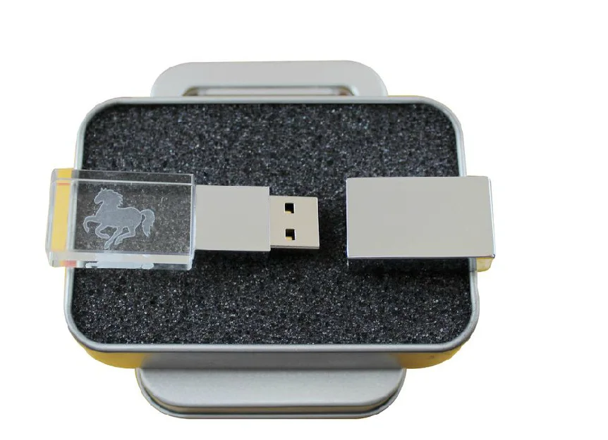 Бесплатная 3D Настройка logoengraved usb flash drive16GB32GB 2gb 4gb 8gb Кристальное стекло pendrive со