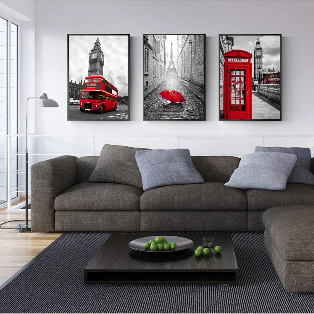 Realist Лондон картины на холсте с изображением пейзажа Биг Бен Настенные рисунки плакаты и принты 3 панелей настенные панно для гостиной