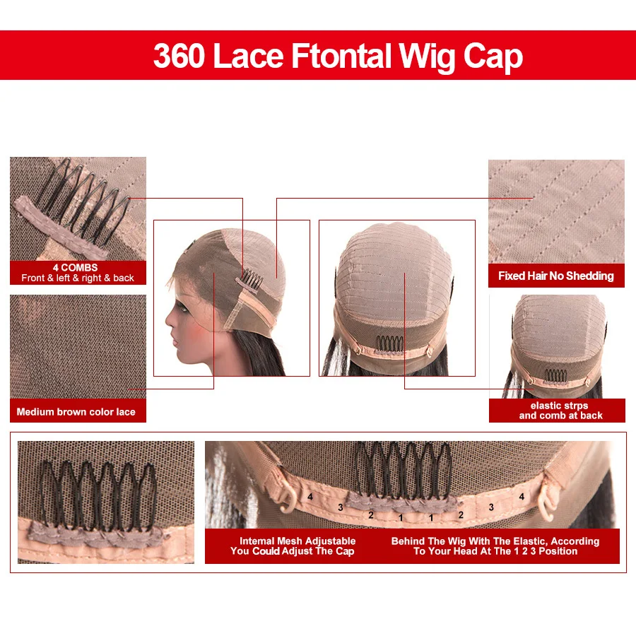 RXY Silky Straight 360 Lace Frontal Wig Pre Plucked With Baby Hair Brazilian Remy Lace Front Human Hair Wigs For Black Women  (6)