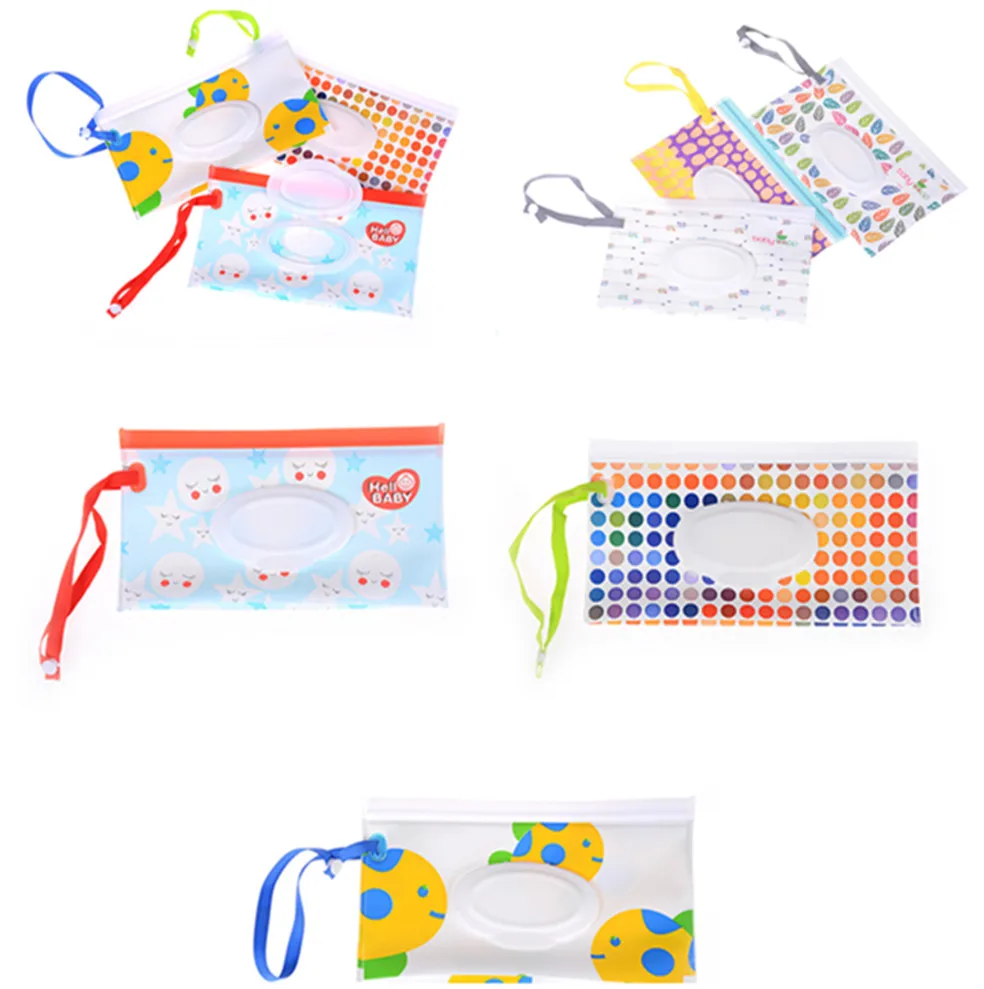 

Eco-friendly Wet Wipes Bag Clutch and Clean Wipes Carrying Case Clamshell Easy-carry Snap-strap Wipes Container Cosmetic Pouch