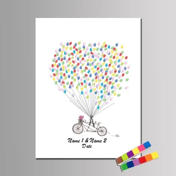 

Customize Wedding Gift Guestbook For Fingerprints Canvas Print with Names Date For Wedding Decor Birthday Party Decoration HK074