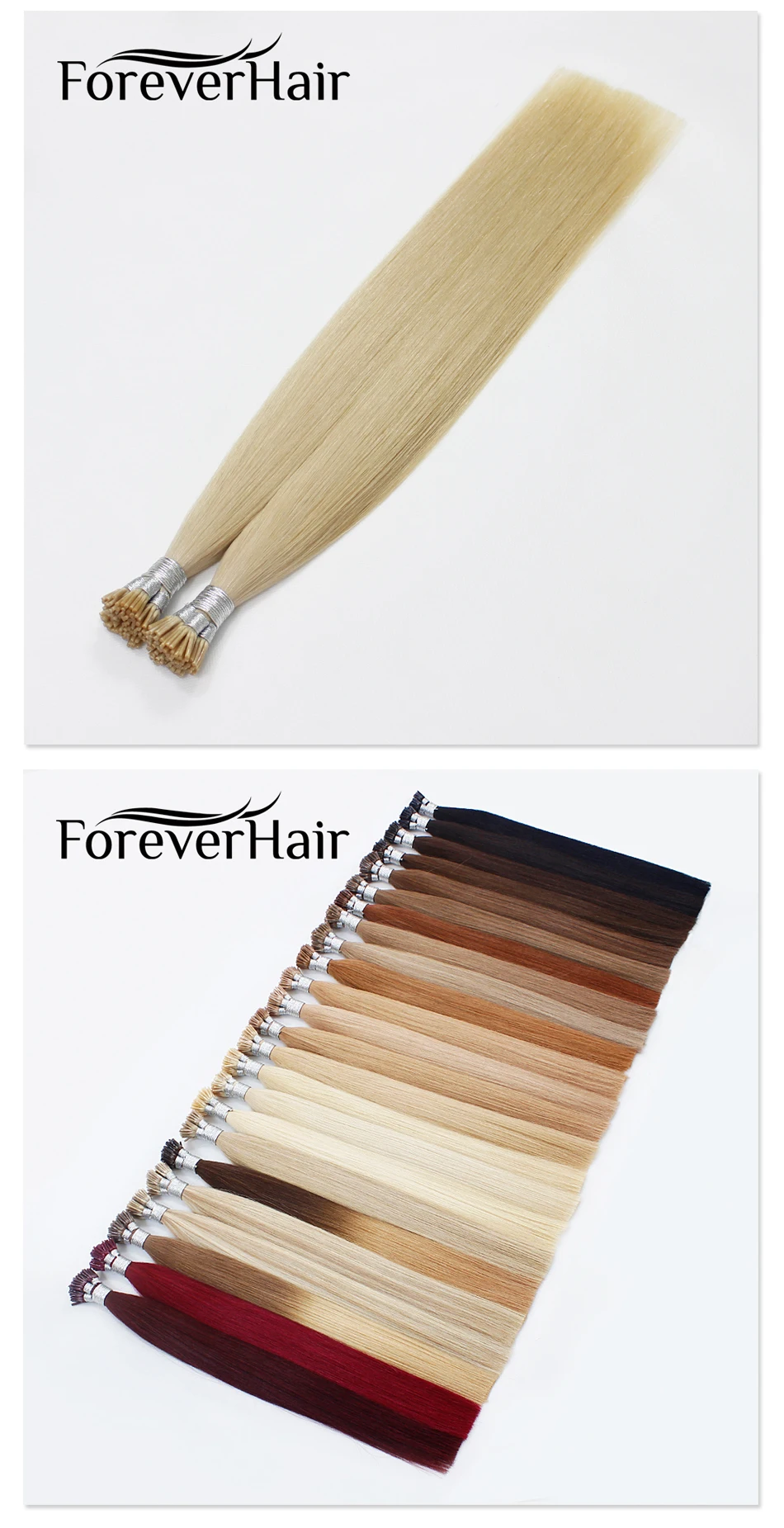 FOREVER HAIR 0,8 г/локон 1" 18" 2" Настоящие Remy Keratin I Tip человеческие волосы для наращивания прямые европейские Предварительно Связанные волосы 50 шт