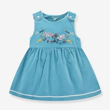 Осенние детские ремни, платья для девочек, хлопковая одежда для маленьких девочек вельветовое платье-майка с вышивкой для девочек Одежда для детей от 1 до 6 лет