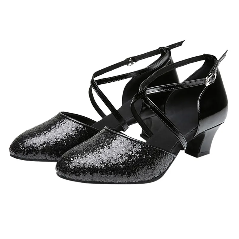 Women Dance Shoes Rumba Waltz Prom Ballroom Latin Salsa Dance Shoes Square Toe Wrap Dancing Shoes 5cm Heel #2P09 (6)