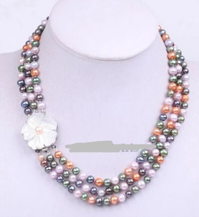 

ddh001629 Handmade Multicolor Freshwater Cultured Pearl Choker Necklace Mussel Shell Clasp