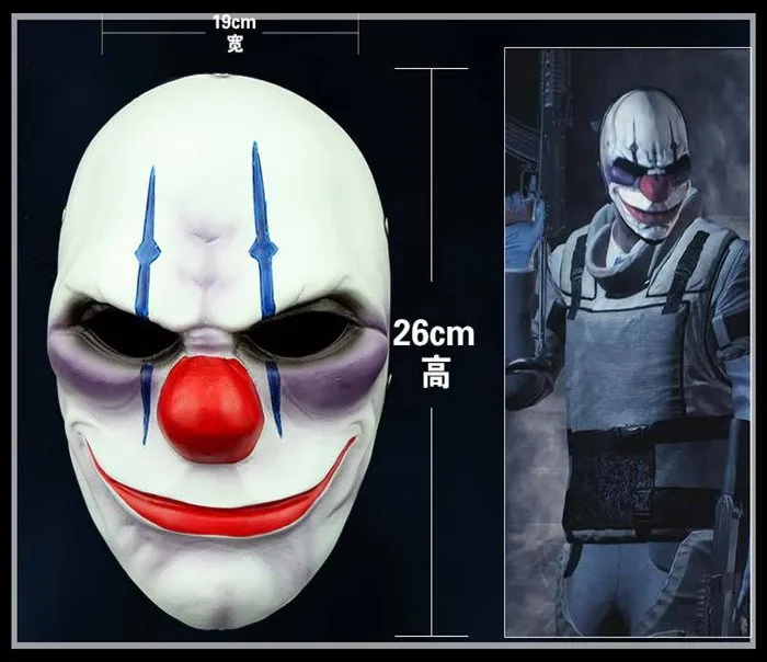 

New Payday 2 Heist Joker Chains Resin Mask Chainsaw Clown Scary Airsoft Masks Cosplay Halloween Horro Big discount Free Shipping