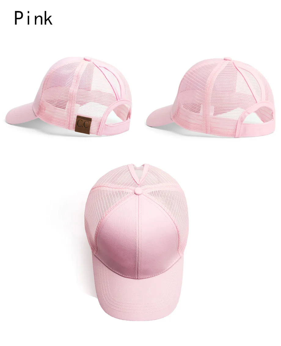 Glitter Ponytail Baseball Cap Women Messy Bun Adjustable Snapback Hats Girls Adjustable Summer Mesh CC Caps Drop Shipping   (20)
