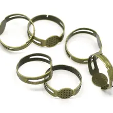 500 шт./лот бронзовый тон Регулируемые Настройки кольцо 17.9 мм основание 8 мм