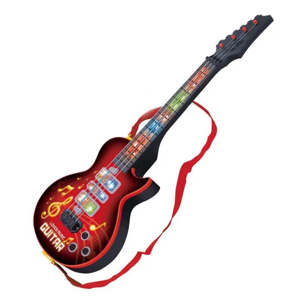 Забавная обучающая игрушка для детей музыкальная гитара креативный акустический бас инфракрасный индукционный Мультфильм светодиодный
