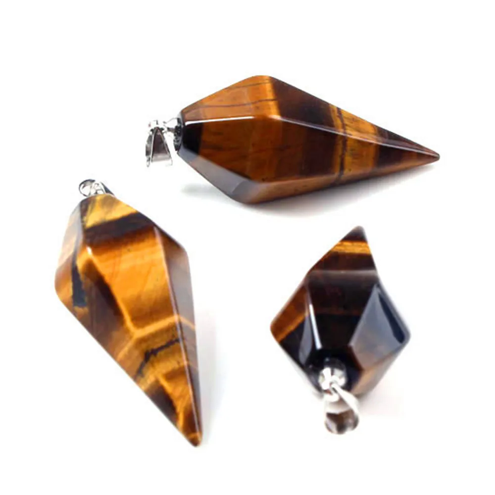 

12pcs/lot Natural Stone Beads Amethysts Pyramid Pendulum Reiki Pendants Charms For Necklace Energy Healing Chakra Free Shipping