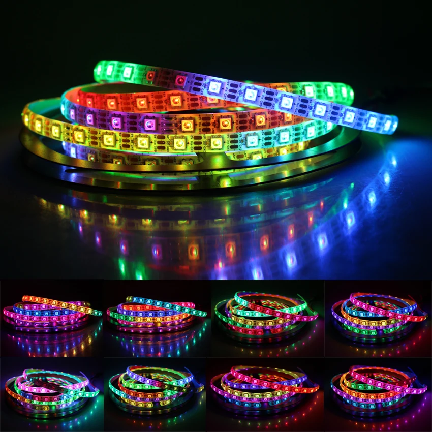 WS2812b Светодиодная лента 1 м 4 5 Адресуемая rgb Водонепроницаемая в 30/60/144