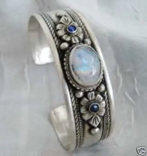 

Tribe Tibet Silver rare Moonstone Jewelry Bracelet shipping AA 28%