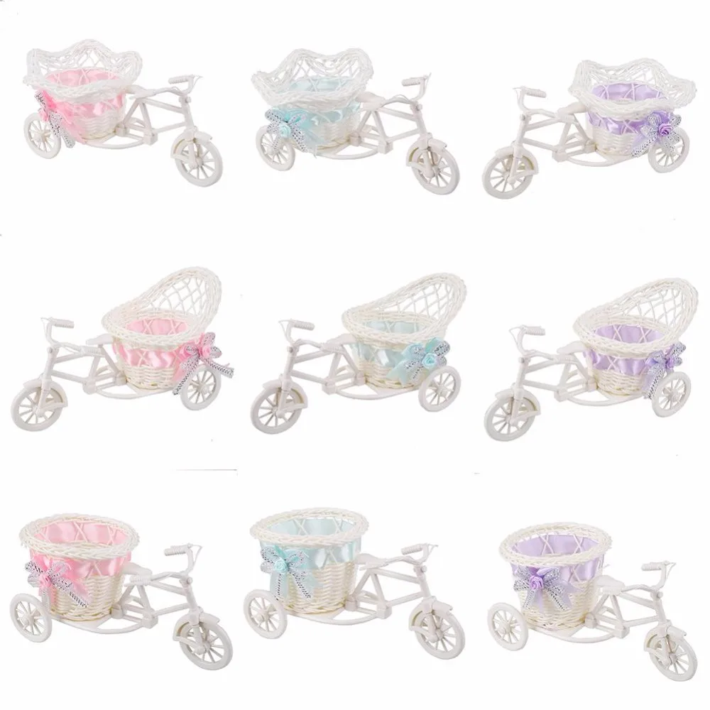 

Hot Sale Rattan Tricycle Bike Basket Vase Garden Wedding Party Office Bedroom Decoration Casamento Mariage