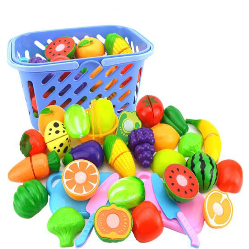 KAWO Plastic Play Toy Fruit and Vegetables Cutting Kids Pretend Educational Toys Cooking Kitchen for Girls Boys | Игрушки и хобби