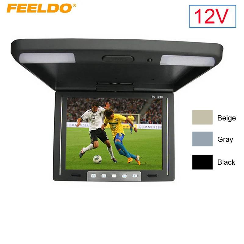 Feeldo DC12V 10.4 дюймов крышные TFT ЖК-дисплей Мониторы 2-способ видео Вход 10.4 "Флип Подпушка автомобиля Мониторы 3-Цвет для выбора #1283