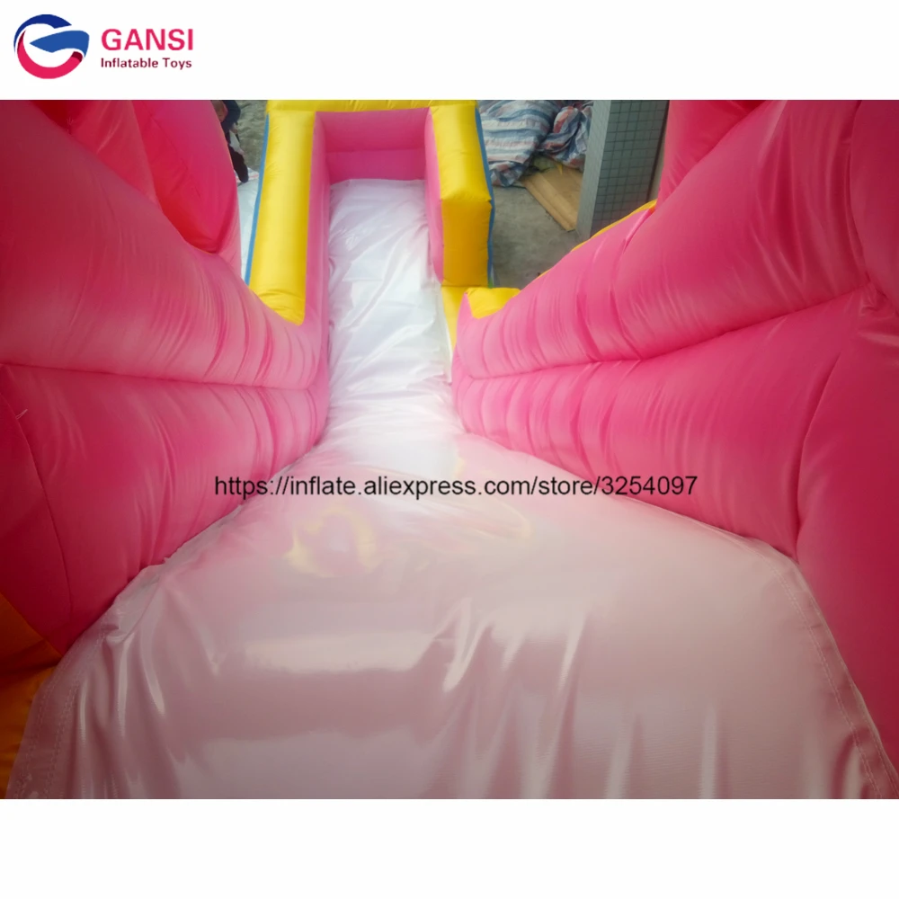8*4.5*6m Inflatable double lane slip and slide, customized color Inflatable bouncer slide with free blower
