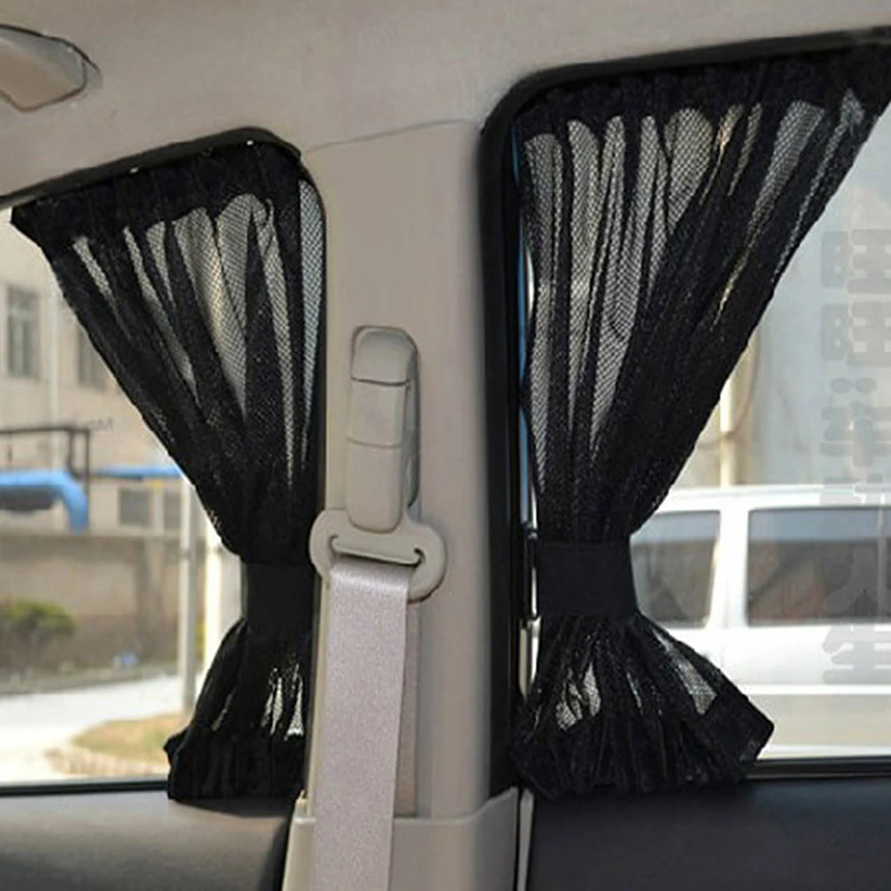 2Pcs UV Protection Car Curtains For Front Side Window Sunshade Car Sun Shade Interior Accessories Auto Styling Black