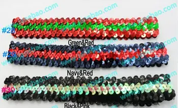 

free shipping mix color 160pcs 1'' sequin headbands for girl stretch sequin headband