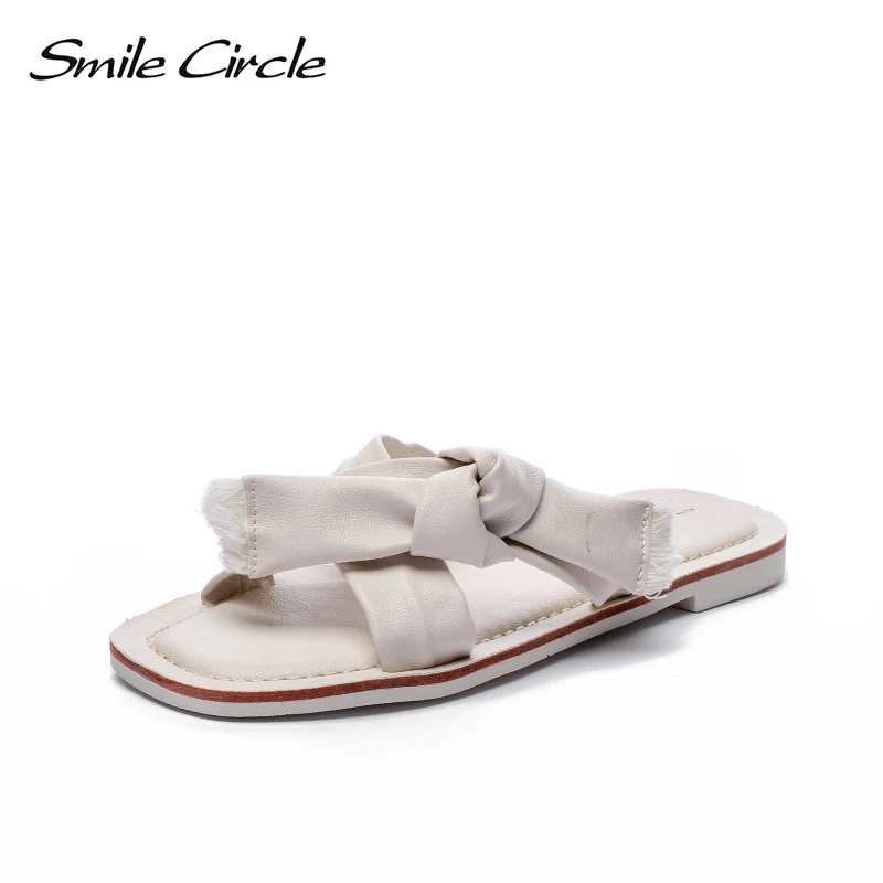 

Smile Circle Summer flip flop Women Flat slippers Fashion Cross-belt Indoor outdoor Soft bottom shoes