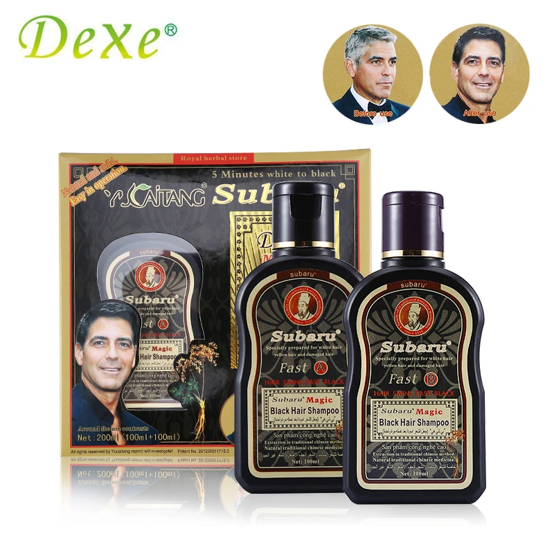 

2pcs/lot Dexe Black Hair Shampoo Chinese Herbal Medicine Non Silicone Oil Gray Hair Turns Into Black Hair Colorant + Treatment
