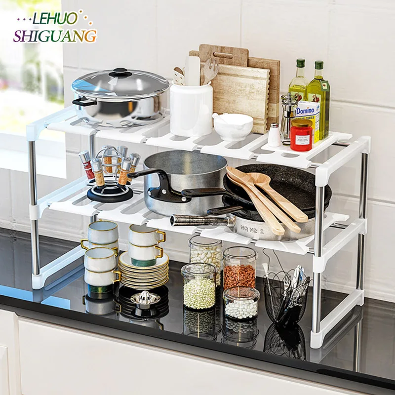 1683.4руб. 15% СКИДКА|Простая Современная модная кухонная жизнь, многофункциональная стойка для хранения, выдвижная двойная полка для хранения под столом-in Подставки для хранения и стеллажи from Дом и животные on AliExpress 
