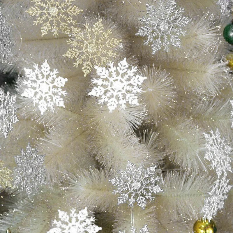 

15#11CM 3Pcs White Plastic Fake Snowflake Christmas Party Hanging Pendants New Year Xmas Tree Ornaments Window Decoration