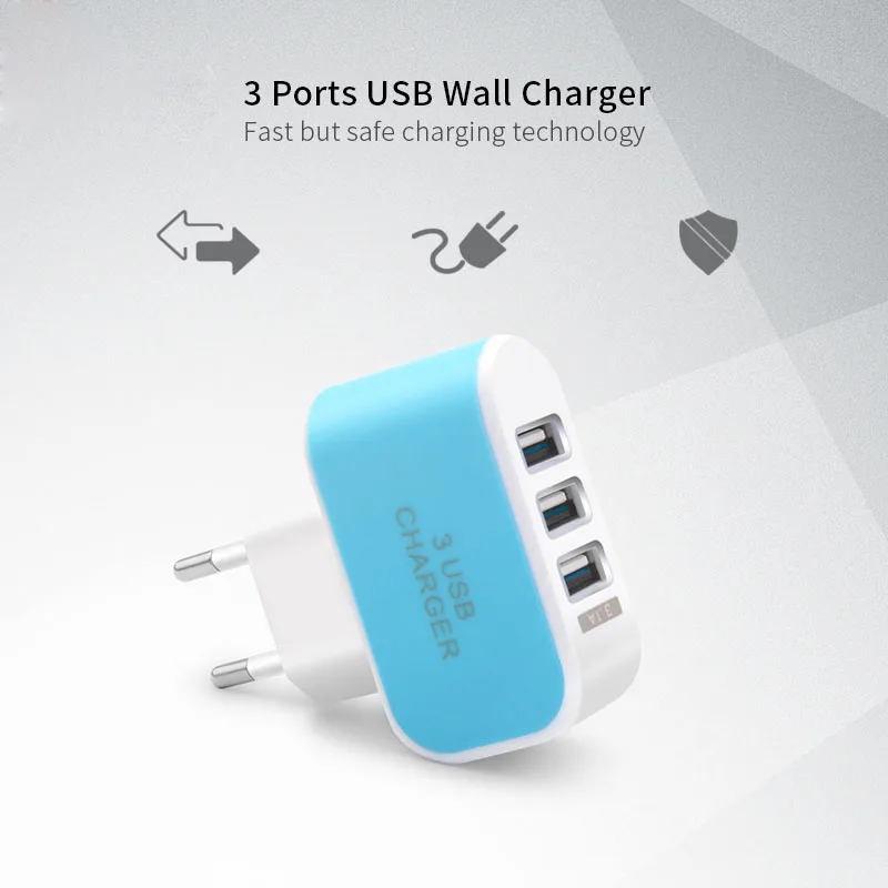 الاتحاد الأوروبي التوصيل 3 منافذ شاحن حائط متعدد مخارج usb محول هاتف محمول ذكي جهاز 5 V 3A سريع شحن لباد فون XiaoMi